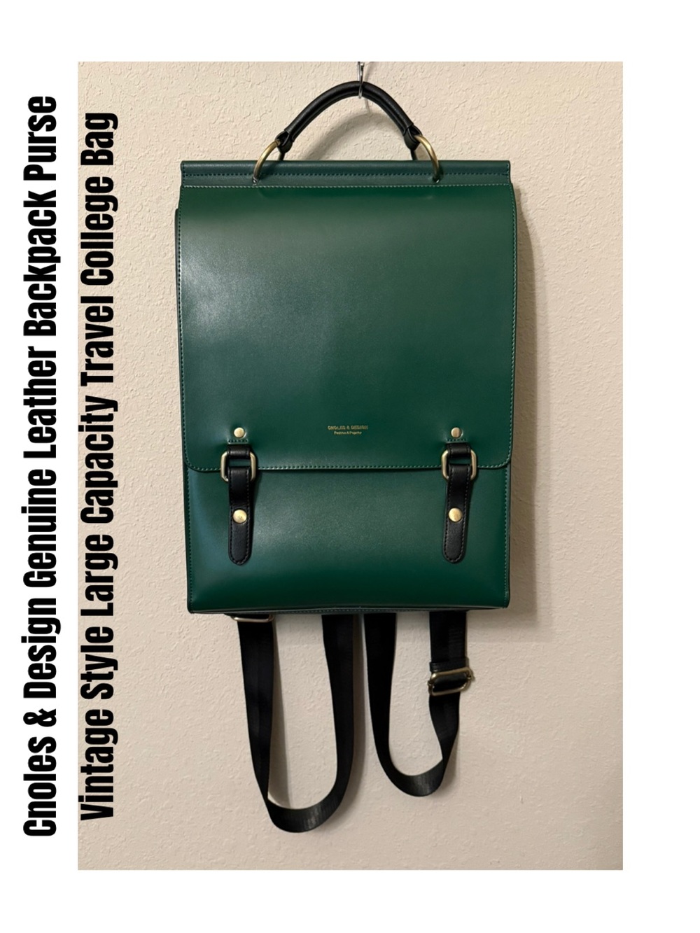 Cnoles & Design Genuine Leather Backpack Purse Vintage Style Large Capacity